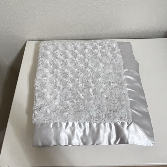 My Blankee White Rosette Swirl Baby Blanket Satin Trim Security Blanket Lovey - Picture 12 of 16